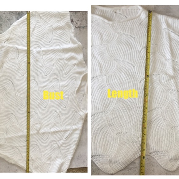 White Slouchy Oversized Eyelet Sweater Top - Picture 7 of 7